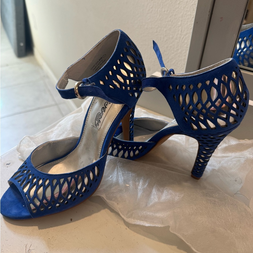 Naughty Monkey Blue Cutout Heels